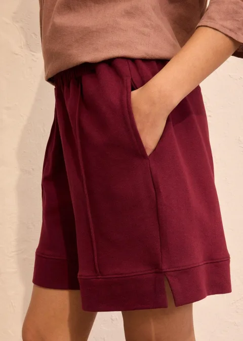 Short sweat en coton mélangé