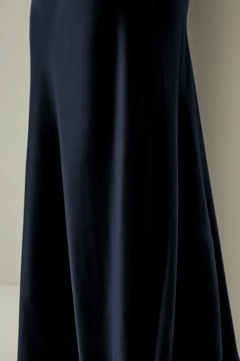 LILYSILK Jupe Demi-Longue En Soie Élégante Femme Élégance Sans Effort Soie Charmeuse 100 % Texture Luxueuse Style Moderne Bleu Minuit 38