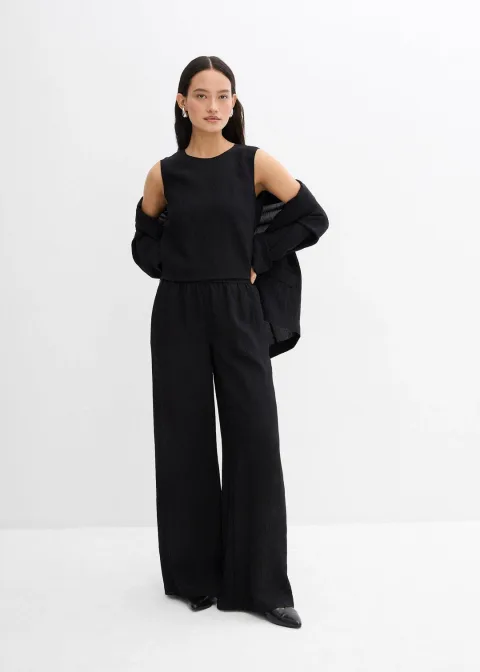 Pantalon en viscose mélangée, effet froissé