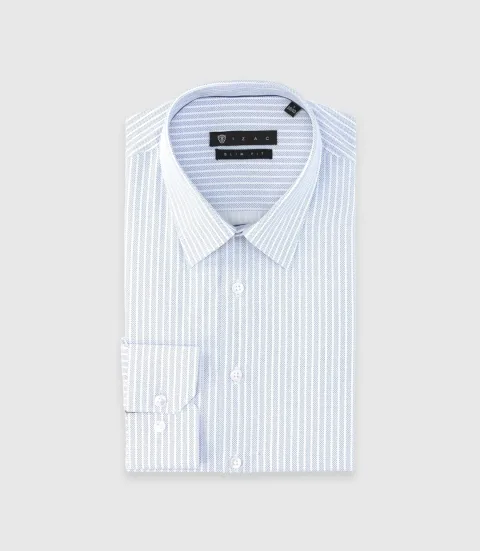 IZAC - Chemise slim à rayures bleu PALY
