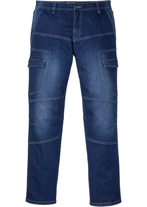 Jean droit extensible, poches cargo, regular