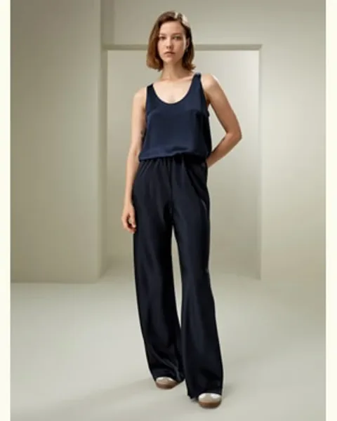 LILYSILK Pantalon En Soi Style Élégant Et Minimaliste Pure Soie Une Élégance Intemporelle Qui Épouse Délicatement Vos Courbes Noir 48
