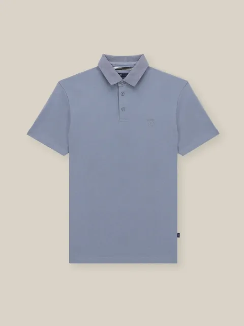 IZAC - Polo boutonné piqué bleu gris