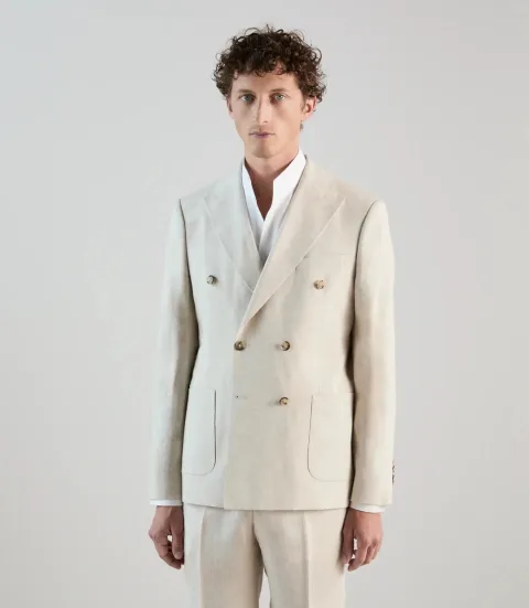 IZAC - Veste ville croisée 100% lin beige