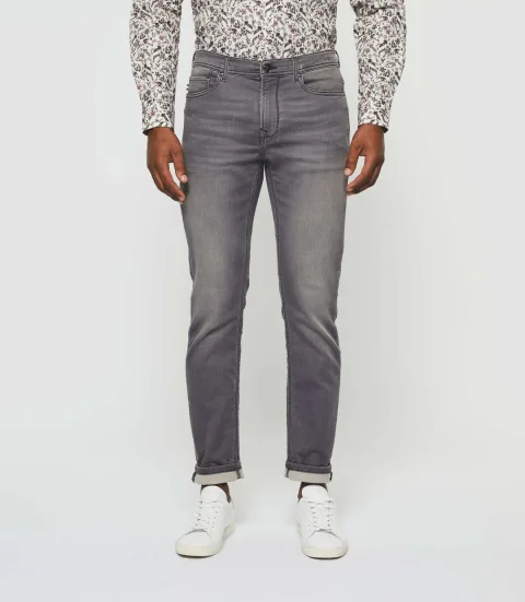IZAC - Jean super slim en molleton gris moyen ''Toupie''