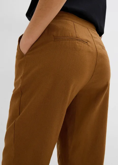 Pantalon cropped taille haute en lin et viscose