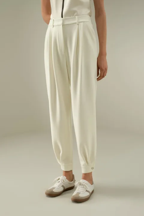 LILYSILK Pantalon En Laine Mérinos Style Sportif 95 % Laine, 5 % Soie Doux Pour La Peau Et Respirant Un Confort Inégalé Blanc Naturel 34