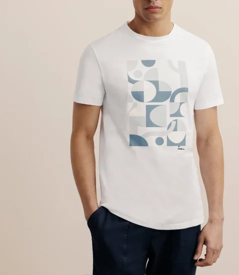 IZAC - T-shirt print manches courtes blanc