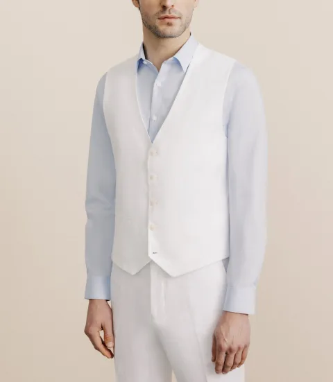 IZAC - Gilet 100% lin blanc