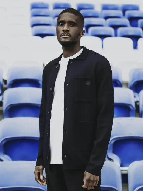 IZAC - Cardigan surchemise en maille boutonné marine