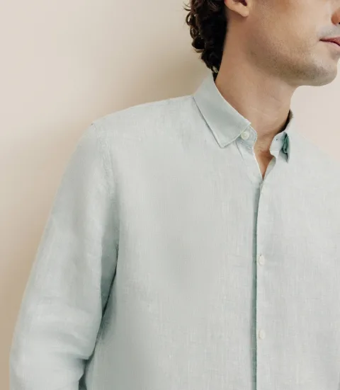 IZAC - Chemise unie 100% lin vert clair