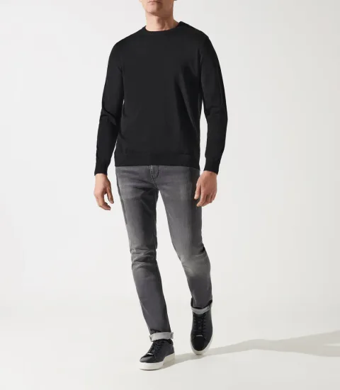 IZAC - Pull col rond épaule boutonnée noir