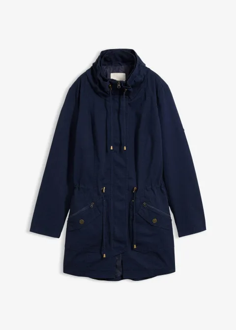 Parka courte en coton à col montant, cintrée