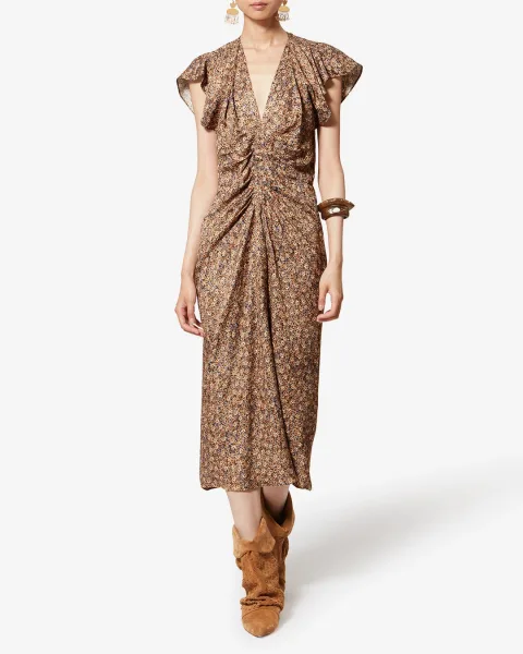 Robe Lyndsay En Soie - Femme - Ocre - Taille 44