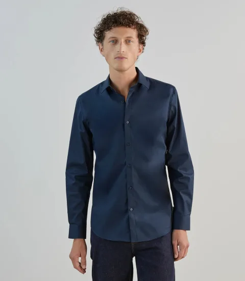 IZAC - Chemise ville avec coudières marine