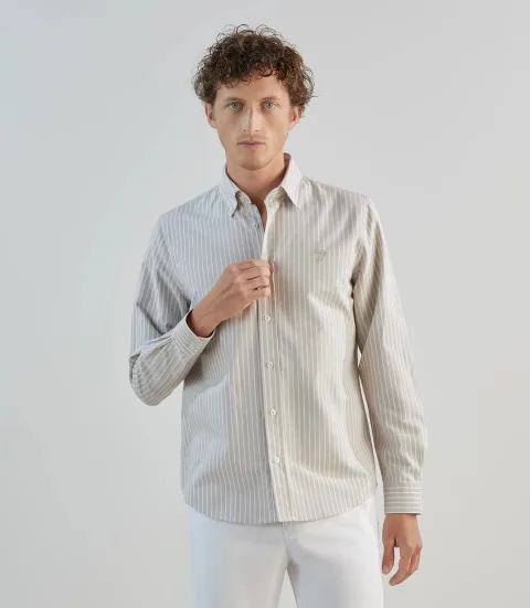 IZAC - Chemise casual avec col boutonné beige