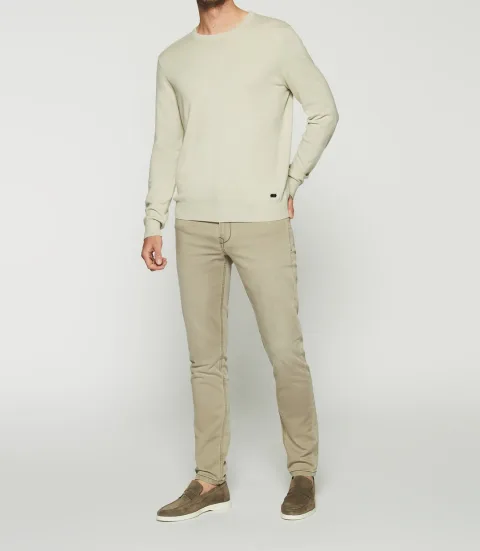 IZAC - Pull col rond en coton cachemire vert clair DRISS