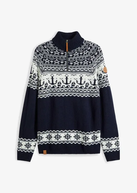 Pull camionneur à motif norvégien marin