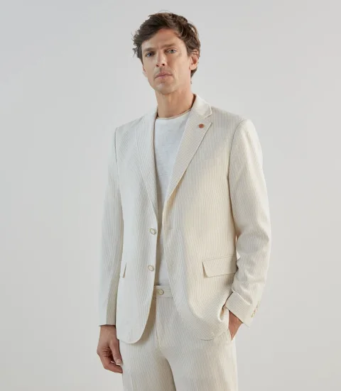 IZAC - Veste ville seersucker beige
