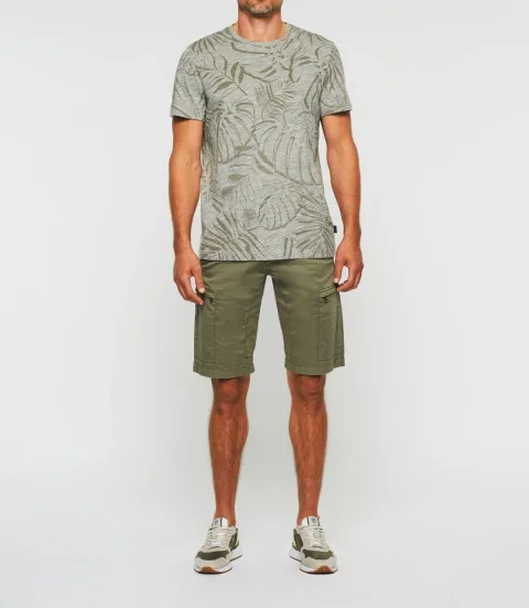 IZAC - T-shirt col rond à imprimé kaki ''Gabin''