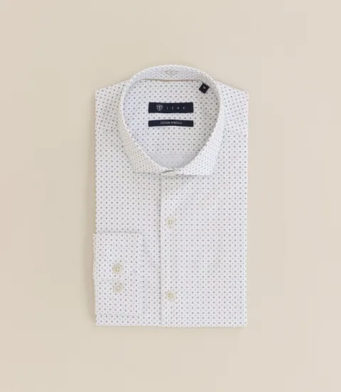 IZAC - Chemise imprimée col semi-italien écrue