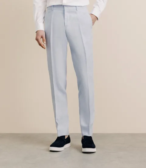 IZAC - Pantalon 100% lin bleu ciel