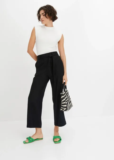 Pantalon large en lin mélangé