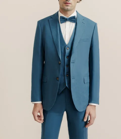IZAC - Veste ville 100% lin séparable bleu vert