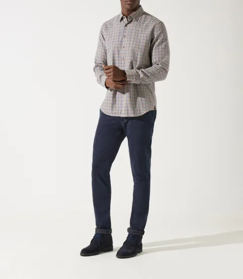 IZAC - Chemise à petit carreaux marron JEAN