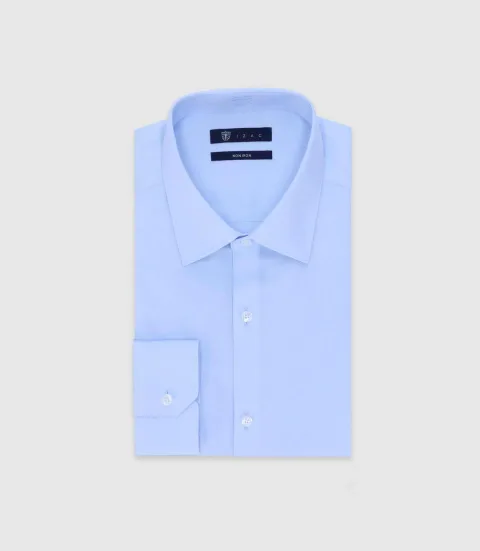 IZAC - Chemise infroissable avec broderie ciel