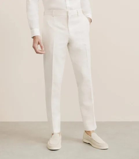 IZAC - Pantalon en coton et lin écru