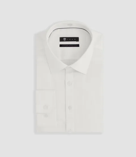 IZAC - Chemise regular en satin stretch écru SASTRETCHBASIC