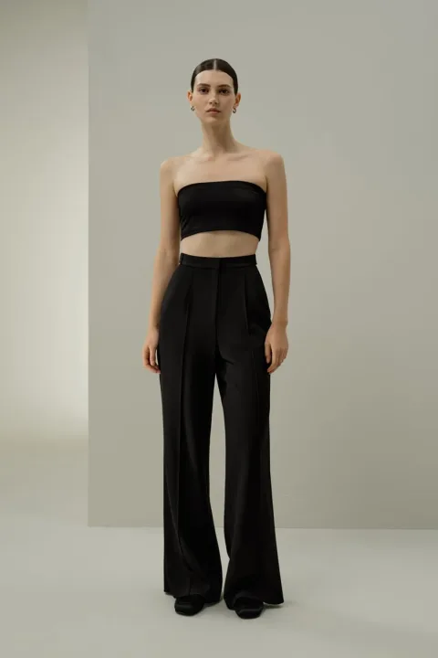 LILYSILK Haut Bandeau Jersey Silk Breeze Noir XS - Léger, Respirant et Frais
