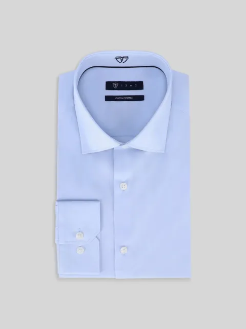 IZAC - Chemise ville satin de coton bleu ciel