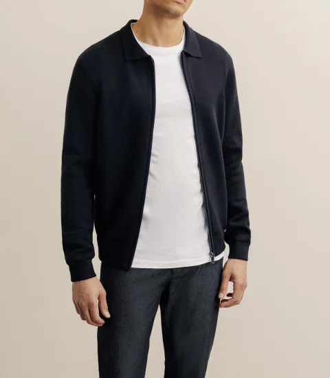 IZAC - Gilet zippé col chemise noir