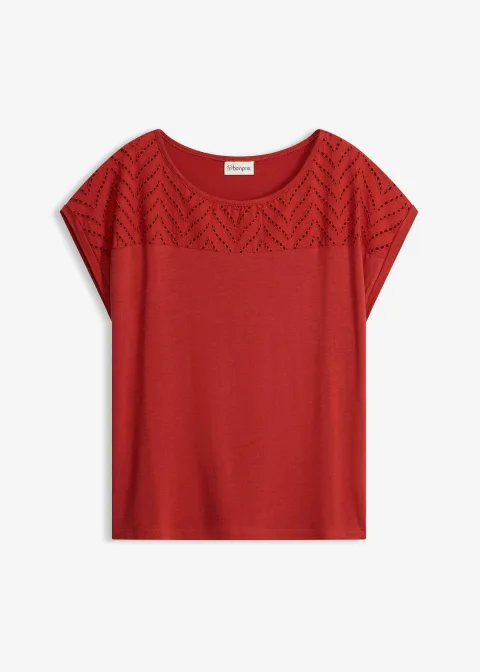 T-shirt en dentelle, en viscose douce