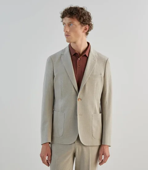 IZAC - Veste ville seersucker beige