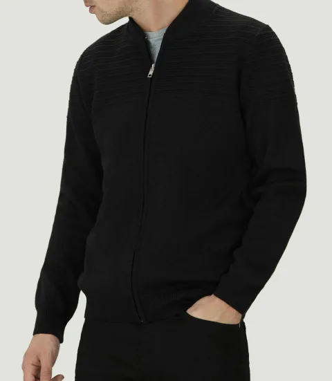 IZAC - Gilet zippé col teddy noir ''Lawson''