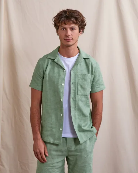 Chemise manches courtes vert clair viscose - PAIOLIVE