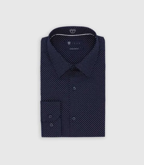 IZAC - Chemise ville à motifs marine
