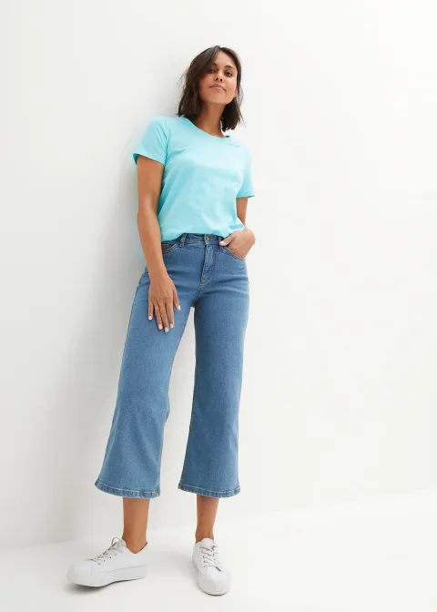 Jean large, taille mi-haute, raccourci