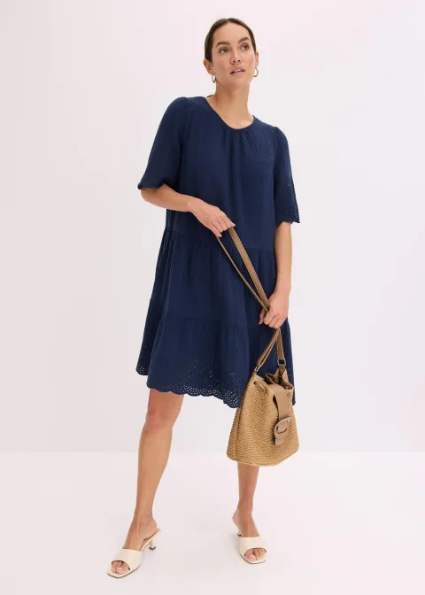 Robe en gaze de coton à broderies anglaises