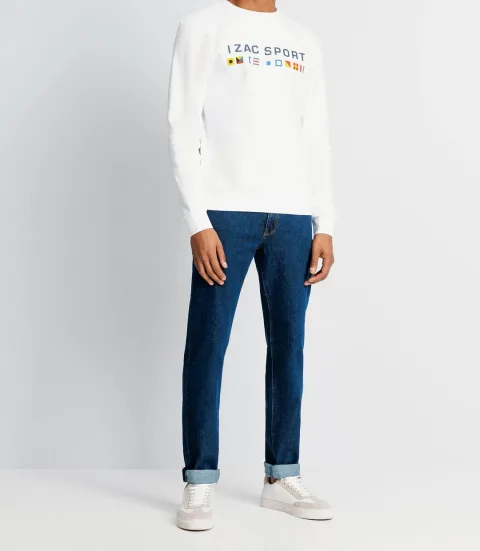 IZAC - Pull sweat avec drapeaux blanc