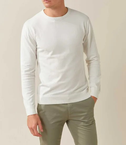 IZAC - Pull col rond blanc ''Felix''