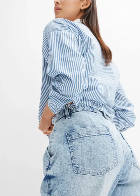 Jean barrel, taille mi-haute et élastiquée