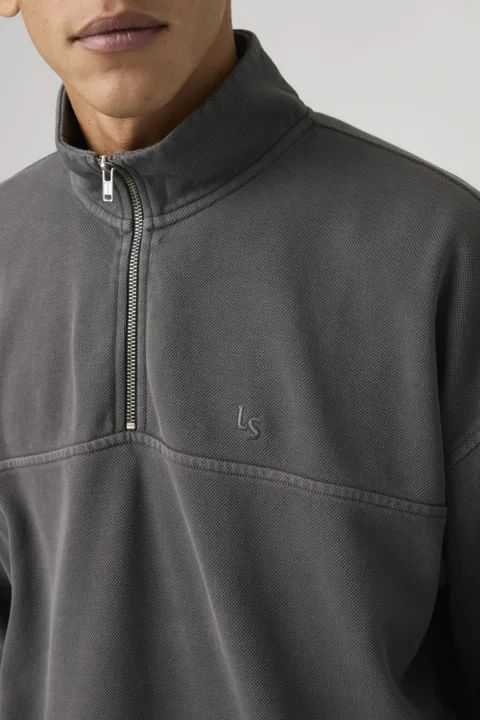 Levi's Sweat Shirt 1/4 Zip Marina - Homme - Noir / Garment Dye Blackened Pearl - XL