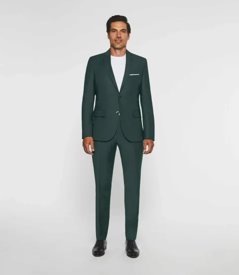 IZAC - Costume 2 boutons en laine vert LIMONE