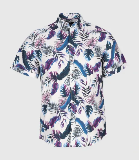IZAC - Chemise manches courtes avec imprimé bleu et violet ''King 2''