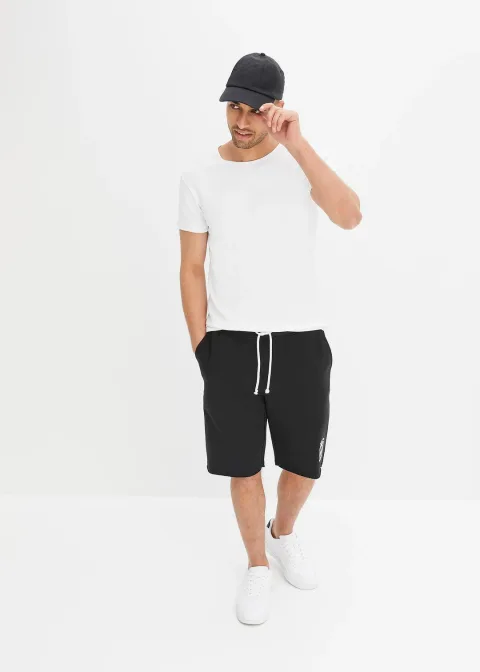 Bermuda sweat à bordures ouvertes en coton, Loose Fit