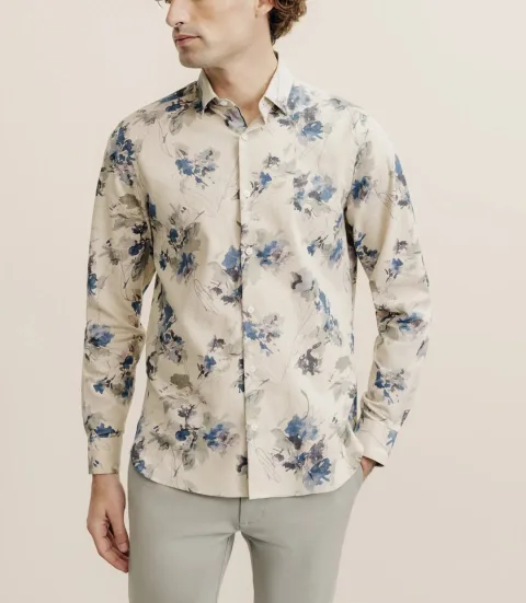 IZAC - Chemise imprimée à fleurs beige